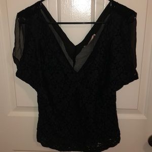 Black lace off the shoulder shirt